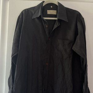 Irish Linen Co Button Down Blouse Ireland M Black Fall Core Autumn